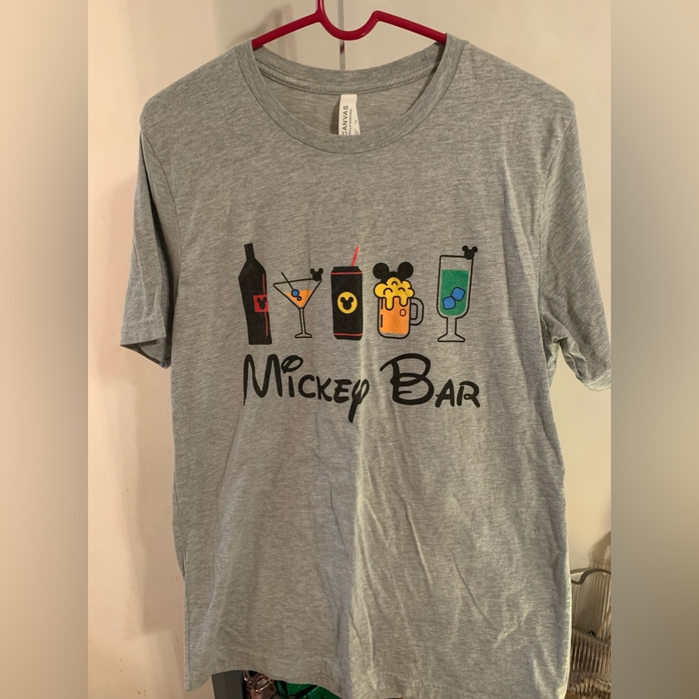 Disney Mickey Bar Shirt Size Large Gray